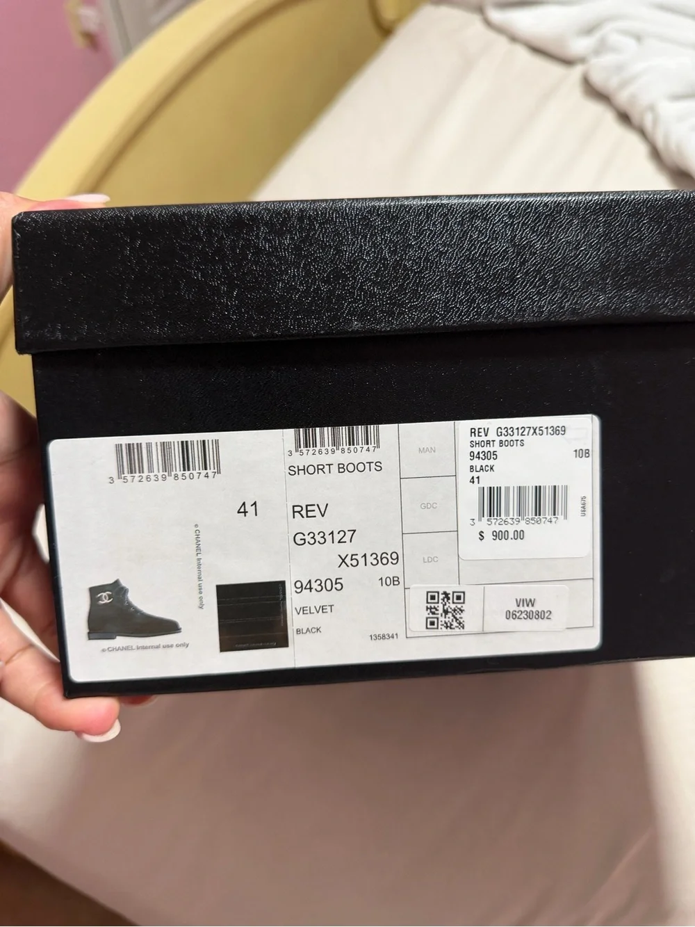 AUTHENTIC Chanel Black Velvet Lace-Up Ankle Short Boots